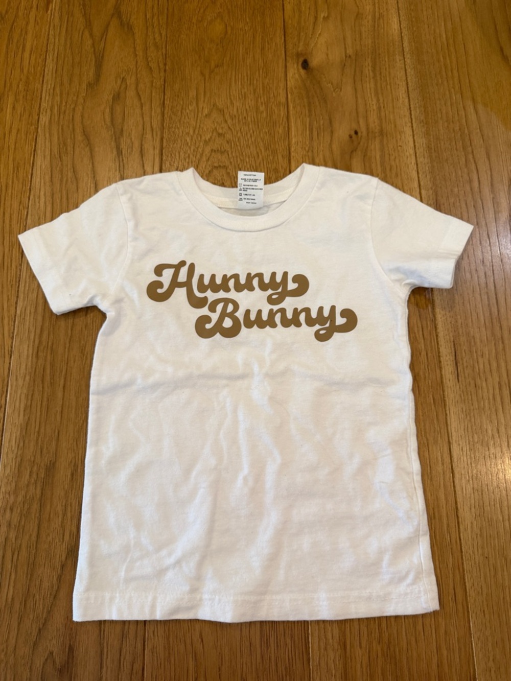 Hunny Bunny Kids White T-Shirt with Gold Script